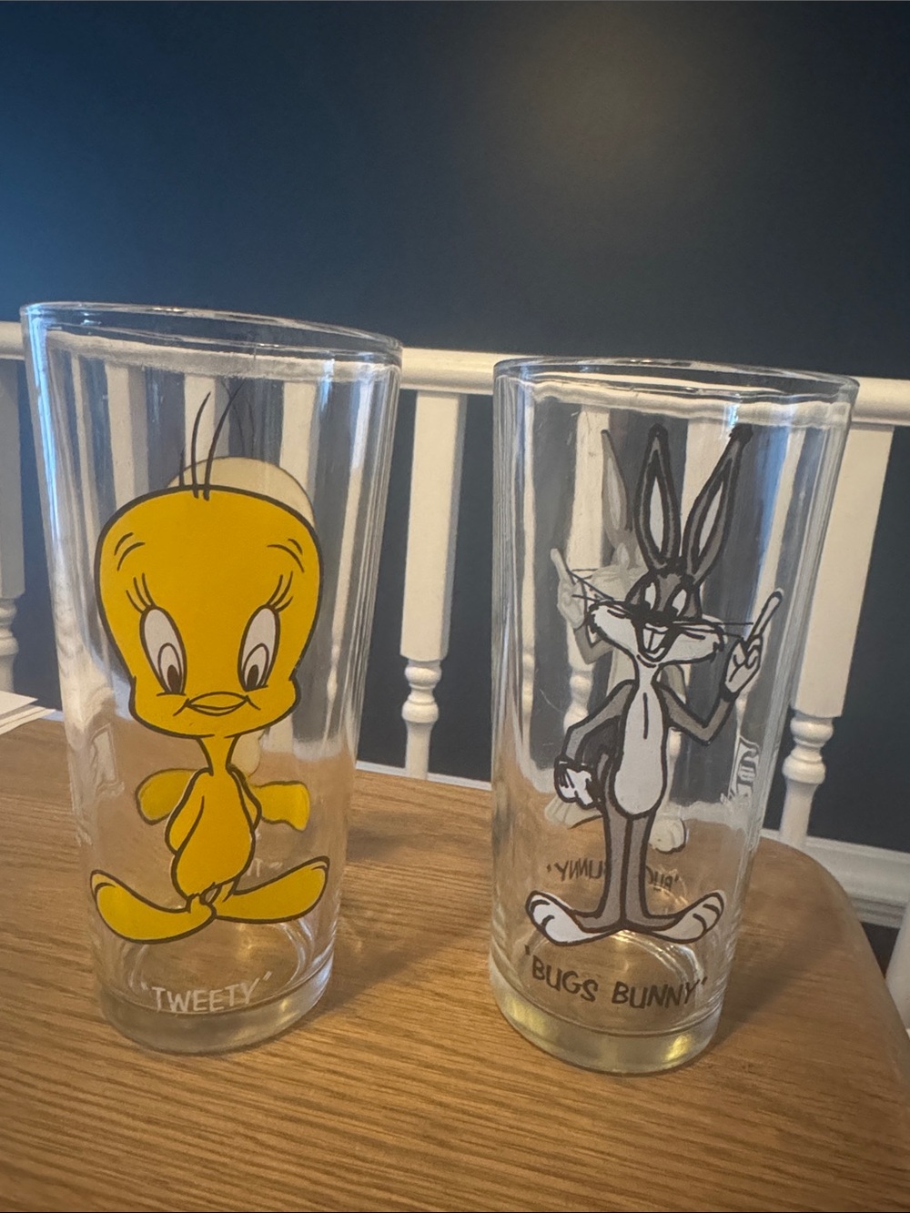 Vintage Pepsi collectors glasses. Tweety & Bugs Bunny Cartoon